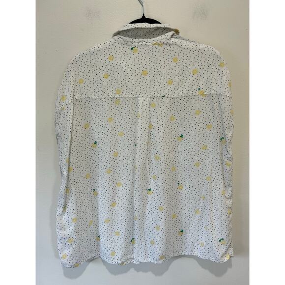 SO lemon shirt size L white with lemon print sleeveless button down - Picture 4 of 7